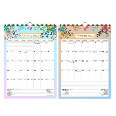 Calendario de pared personalizado en espiral Tipo de papel brillante Personalización Añadir fechas y eventos personales
