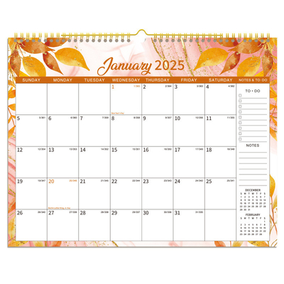 Impresión a todo color Calendario de pared personalizado con papel brillante y forma de retángulo