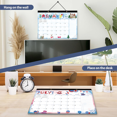 Tipo de papel brillante Calendarios de pared personalizados 12 X 12 pulgadas Ver mensual Diseño