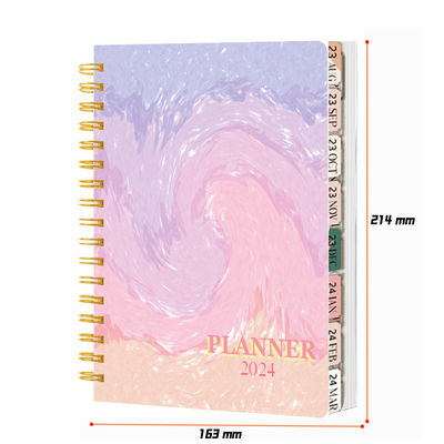 Cuaderno de tapa dura espiral de papel forrado en color personalizado y estilo elegante para reuniones de negocios
