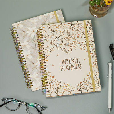 Cuaderno de tapa dura en espiral con cubierta de papel blanco personalizada de 5.8 x 8.3 pulgadas con opción de personalización