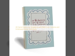 A5 Cuaderno de portada dura en espiral con esquema de color en negrita y técnica de diseño en relieve