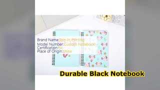 Cuaderno espiral negro con tapa dura duradera y notas para dibujar